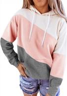 women's long sleeve color block hoodie tunic pullover - loose, lightweight, casual, cute design логотип