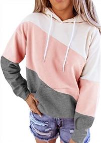 img 4 attached to Women'S Long Sleeve Color Block Hoodie Tunic Pullover - Loose, Lightweight, Casual, Cute Design