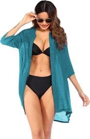 img 3 attached to Ekouaer Coverups Button Beachwear Medium Women's Clothing : Swimsuits & Cover Ups