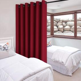 img 4 attached to DWCN Blackout Thermal Curtain For Increased Privacy- Perfect For Bedrooms, Living Rooms, And Office Spaces - 1 Panel Grommet Curtain, Burgundy, 8.3Ft W X 7Ft H
