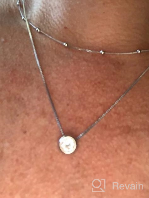 img 1 attached to Minimalist Dainty Satellite Bead Chain Pendant Choker Necklace For Women - 925 Sterling Silver With Gold Plating, 16''+2'' Adjustable Length review by Erica Gutierrez