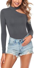 img 2 attached to 👚 SEVEGO Bodysuit Jumpsuit: Stretchy Shoulder Bodysuit for Women, Fashionable Clothing via Bodysuits