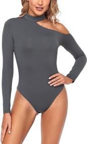 img 4 attached to 👚 SEVEGO Bodysuit Jumpsuit: Stretchy Shoulder Bodysuit for Women, Fashionable Clothing via Bodysuits