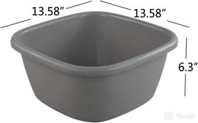 img 3 attached to DynkoNA Set of 3 Plastic 🛁 Grey Wash Tub Dish Pan Basins, 16 Quart