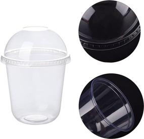 img 1 attached to 20-Pack 12oz Crystal Pet Dessert Parfait Cups with Dome Lids and Sporks - Disposable Clear Plastic Cups for Iced Coffee, Cold Drinks, Smoothie, Bubble Boba Tea, Juice, Frappuccino, Milkshake