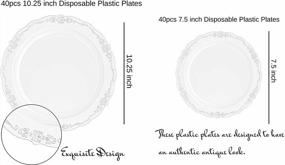 img 2 attached to Host The Perfect Party With 80-Piece Combo Clear Hard Plastic Plates Set - Large Dinner & Salad/Dessert Plates - Elegant Victorian Design - Heavy Duty Disposable China - BPA Free