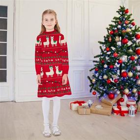 img 3 attached to Funnycokid Toddler Christmas Sweaters Reindeer Girls' Clothing : Dresses