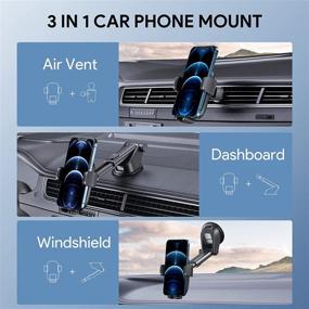 img 3 attached to 🚗 AROIS 3-in-1 Car Phone Mount - Dashboard Windshield Air Vent Holder with Super Suction Cup for iPhone & More - Stable Universal Automobile Cradle