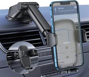 img 4 attached to 🚗 AROIS 3-in-1 Car Phone Mount - Dashboard Windshield Air Vent Holder with Super Suction Cup for iPhone & More - Stable Universal Automobile Cradle