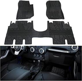 img 1 attached to 🚗 Winunite Front and Rear Floor Mats – All Weather TPE Black Slush Liner Set for Jeep Wrangler JK JKU 4 Door Unlimited (2014-2018)