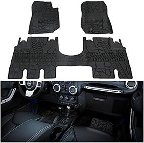 img 2 attached to 🚗 Winunite Front and Rear Floor Mats – All Weather TPE Black Slush Liner Set for Jeep Wrangler JK JKU 4 Door Unlimited (2014-2018)