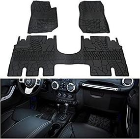 img 4 attached to 🚗 Winunite Front and Rear Floor Mats – All Weather TPE Black Slush Liner Set for Jeep Wrangler JK JKU 4 Door Unlimited (2014-2018)