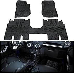 img 3 attached to 🚗 Winunite Front and Rear Floor Mats – All Weather TPE Black Slush Liner Set for Jeep Wrangler JK JKU 4 Door Unlimited (2014-2018)