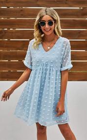 img 3 attached to ECOWISH Womens Summer Dress V Neck Loose Fit Plus Size Swiss Dot Casual Flowy Swing Tunic Mini Dresses For Women