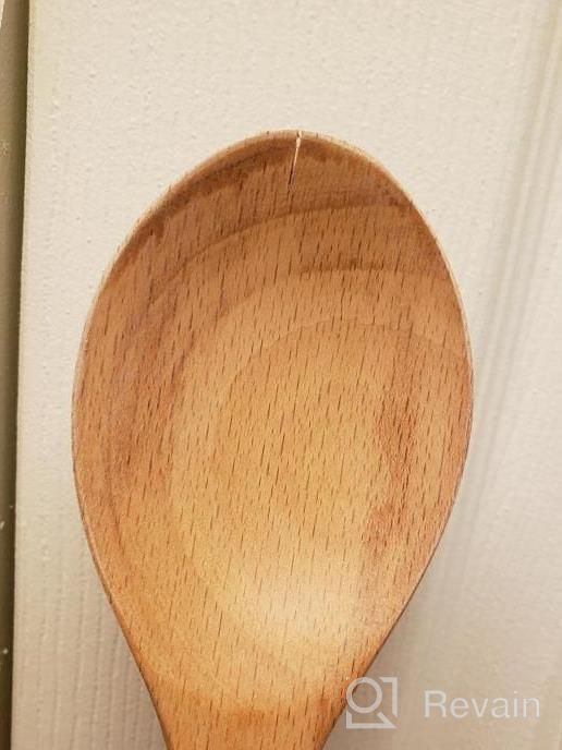 img 1 attached to Set Of 2 Bamber Wooden Wok Spatulas - Natural Wood Turners For Stir Fry And More review by Lori Harper