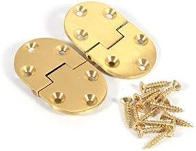 img 2 attached to 2Pcs Brass Butler Tray Hinge Set, 2-1/2"X1-1/2" Satin Finish Round Edge Hinge With Screws Flap
