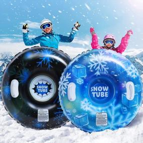 img 4 attached to Heavy Duty Inflatable Snow Tubes - Set Of 2 | 37'' Large Thickened Tubes With Handles | Perfect Winter Snow Toys For Family, Kids And Adults For Sledding Fun And Outdoor Playtime