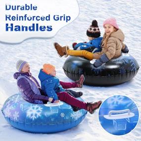 img 2 attached to Heavy Duty Inflatable Snow Tubes - Set Of 2 | 37'' Large Thickened Tubes With Handles | Perfect Winter Snow Toys For Family, Kids And Adults For Sledding Fun And Outdoor Playtime