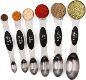 img 4 attached to Efficient Magnetic Stainless Steel Measuring Spoons Set - Dual Sided For Dry And Liquid Ingredients - Stackable Teaspoon And Tablespoon
