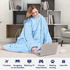 img 1 attached to Stay Cozy And Stylish With BOBOR'S Oversized Sweatshirt Blanket In Blue - Perfect For Adults, Men, Women, And Kids!