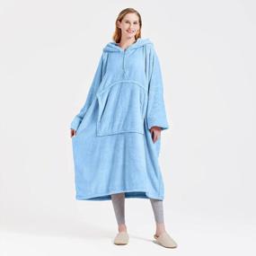 img 4 attached to Stay Cozy And Stylish With BOBOR'S Oversized Sweatshirt Blanket In Blue - Perfect For Adults, Men, Women, And Kids!