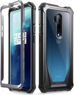 protect your oneplus 7t pro/oneplus 7 pro with the poetic guardian series case: shockproof bumper cover with built-in-screen protector in black/clear logo