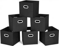 maidmax хранилище контейнеры 12x12x12, для домашней организации и хранения, игрушечное кубическое хранилище, органайзеры и хранилище для шкафов, с двумя пластиковыми ручками, черный, набор из 6. логотип