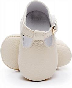 img 4 attached to HONGTEYA Soft Sole T-Strap Moccasins For Baby Girls And Boys - Perfect First Walker Mary Jane Sandals In PU Leather