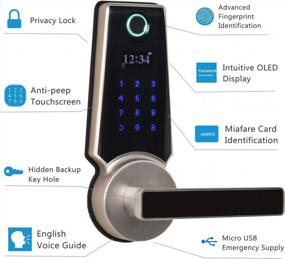 img 3 attached to HARFO F02 Series Fingerprint And Touchscreen Keyless Smart Lever Door Lock Advanced 3D Fingerprint Reader For Office Home (Dark Satin Nickel)