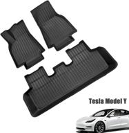 avsty tesla model y floor mats 2020 2021 2022, liners mats for tesla model y (1st &amp; 2nd row) logo