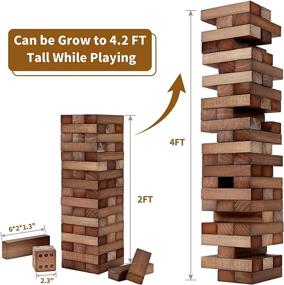 img 3 attached to ApudArmis Giant Tumble Tower: идеальная игра для взрослых и подростков на открытом воздухе - набор из 54 предметов из соснового дерева с 1 набором игральных костей в комплекте!