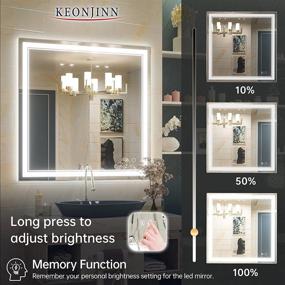 img 2 attached to Transform Your Bathroom With Keonjinn'S LED Mirror - 36X36 Inches, Adjustable Lights, Anti-Fog, Wall Mounted, And Perfect For Makeup - Horizontal/Vertical
