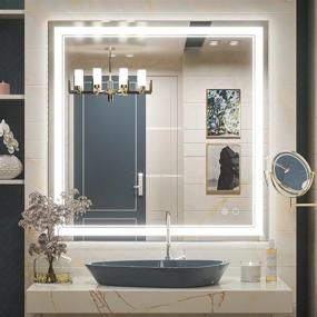 img 4 attached to Transform Your Bathroom With Keonjinn'S LED Mirror - 36X36 Inches, Adjustable Lights, Anti-Fog, Wall Mounted, And Perfect For Makeup - Horizontal/Vertical