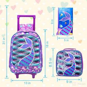 img 1 attached to 🎒 Kids' 3PCS Rolling Backpack with Roller Wheels: Perfect Bookbag and Lunch Bag Combo for Girls and Boys, Ideal Wheeled School Bag
