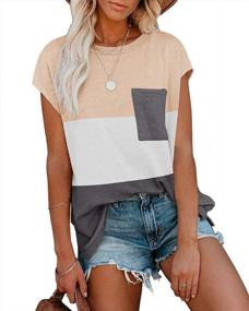 img 3 attached to Imily Bela Women'S Color Block Cap Sleeve Tshirts: Summer Casual Loose Tee Shirts With Pocket