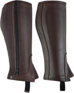 👢 optimized unisex adult top grain cow hide leather half chaps in black and brown by luxhide logo