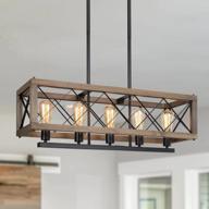 rustic 5-light farmhouse chandelier for dining room and kitchen island | laluz logo