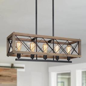 img 2 attached to Rustic 5-Light Farmhouse Chandelier For Dining Room And Kitchen Island | LALUZ
