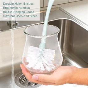 img 2 attached to 🧼 Perastra Dish Brush with Handle - Kitchen Deep Cleaning Dish Scrub Brush, Set of 3 - Ergonomic Design with Built-in Hanging Loops - Ideal Scrubber Brush Set for Pot, Dish, Pans, Bottles, Sink Cleaning - Nordic Green