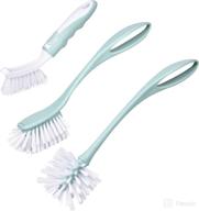 🧼 perastra dish brush with handle - kitchen deep cleaning dish scrub brush, set of 3 - ergonomic design with built-in hanging loops - ideal scrubber brush set for pot, dish, pans, bottles, sink cleaning - nordic green logo