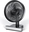 portable and rechargeable oscillating desk fan with 4 speeds, led display, and long-lasting battery for home, office, and outdoor use logo
