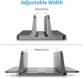 img 3 attached to Bewahly Adjustable Aluminum Vertical Laptop Stand - Space-Saving Holder for 🔲 MacBook Pro/Air, iPad, Samsung, Huawei, Surface, Dell, HP, Lenovo & more (Silver)