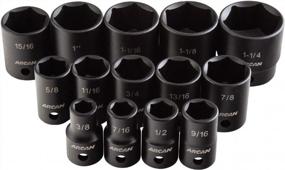 img 4 attached to Premium 1/2 Inch Drive Shallow Impact Socket Set, 14 Pieces (3/8-1-1/4 Inches) By Arcan - Boost Your Automotive Repair And Maintenance Efficiency With AS21214S
