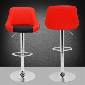img 3 attached to Набор из 2 красных поворотных барных стульев со спинкой, идеально подходящих для кухонного острова или барной стойки в пабе, от Magshion