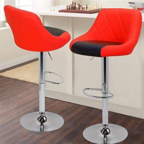 img 4 attached to Set Of 2 Red Swivel Barstools With Back, Ideal For Kitchen Island Or Bar Pub Counter Height Dining, By Magshion