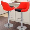 set of 2 red swivel barstools with back, ideal for kitchen island or bar pub counter height dining, by magshion logo