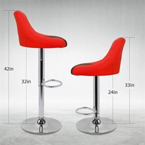 img 2 attached to Набор из 2 красных поворотных барных стульев со спинкой, идеально подходящих для кухонного острова или барной стойки в пабе, от Magshion