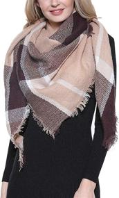 img 4 attached to Large Tartan Blanket Checked Womens Women's Accessories : Scarves & Wraps