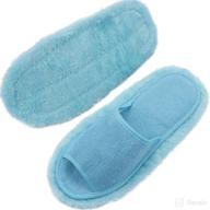 🧦 ultimate cleaning tool: microfiber slippers for effortless floor dust and hair cleaning - unisex mop slippers (lake blue, m) logo