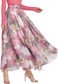 img 4 attached to Floral Boho Chic: CHARTOU Women'S Full Length Pleated Chiffon Skirt Dress For Summertime Elegance